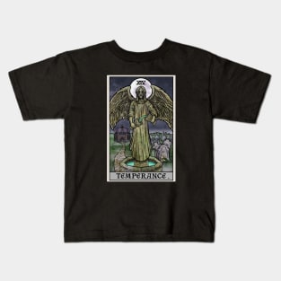 Temperance Tarot Card Halloween Gothic Creepy Crying Angel Statue Kids T-Shirt